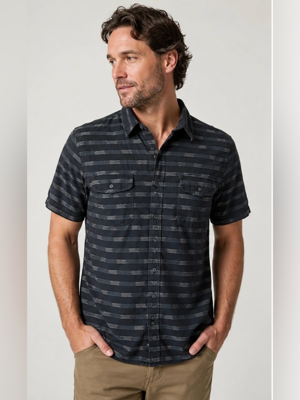 Roebuck & Co. Heritage Supply Company XL Striped Short Sleeve Button front Shirt